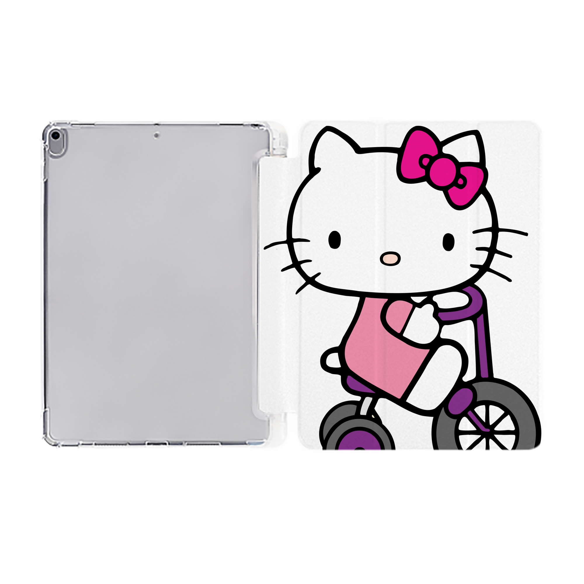 （画像用） Hello Kitty ハローキティ IPad ケース ペン収納付き 三つ折りスタンド PUレザー×シリコン 対応機種9.5/10.5/10.9インチ